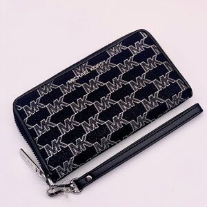 Michael Kors Jet Set Travel Wallet Phone Case Wristlet Glimmer MK Print